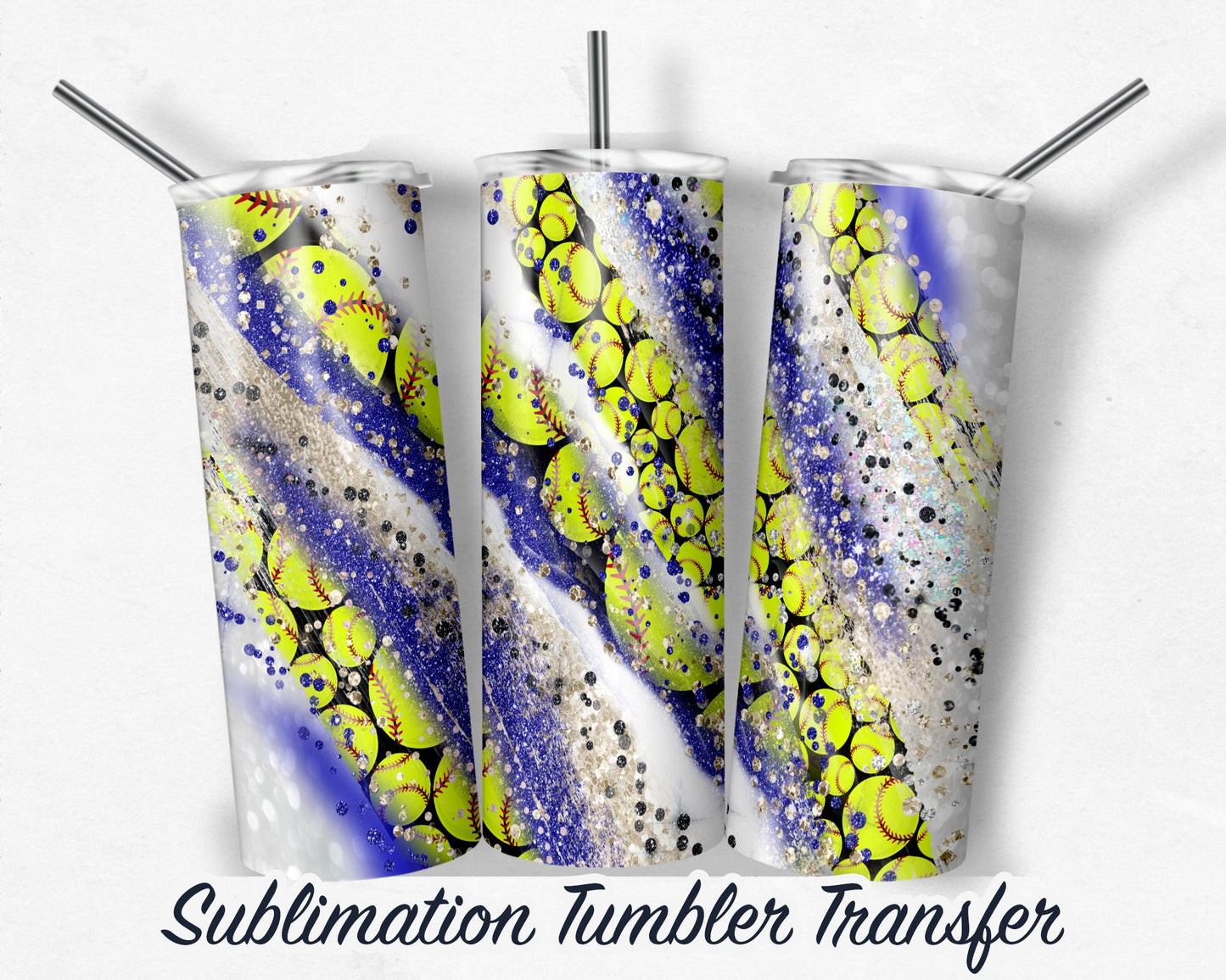 Softball Sublimation Transfer Print 20 oz Skinny Tumbler - 30oz Skinny Tumbler - Ready To press - Heat Transfers