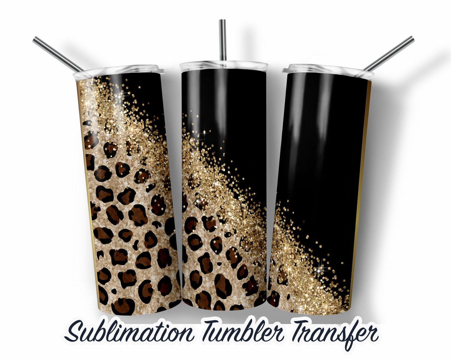 Leopard Sublimation Transfer Print For 20 oz Tumbler - 30 oz Skinny Tumbler - Ready To press - Heat Transfers SHIPS NEXT DAY
