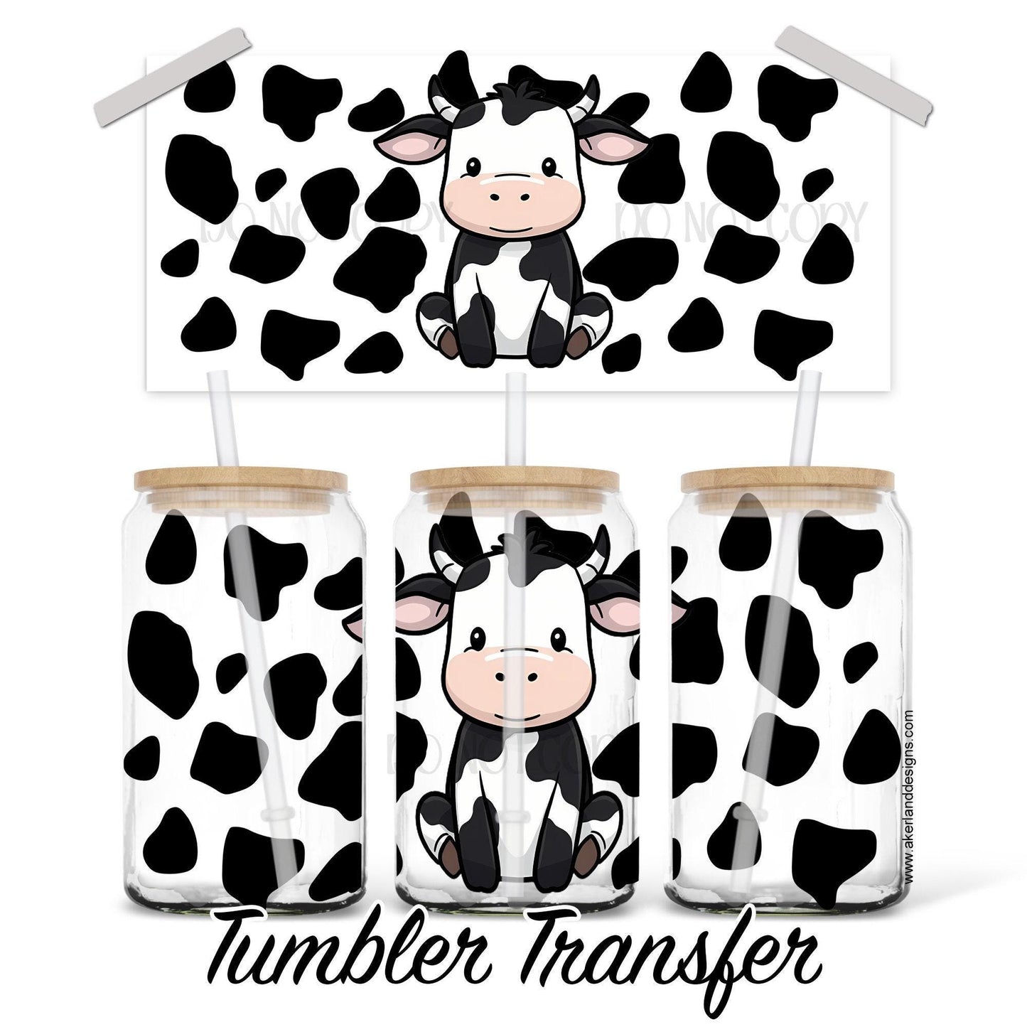 16 oz Sublimation Transfer Ready to Press Heat Transfer - Cow