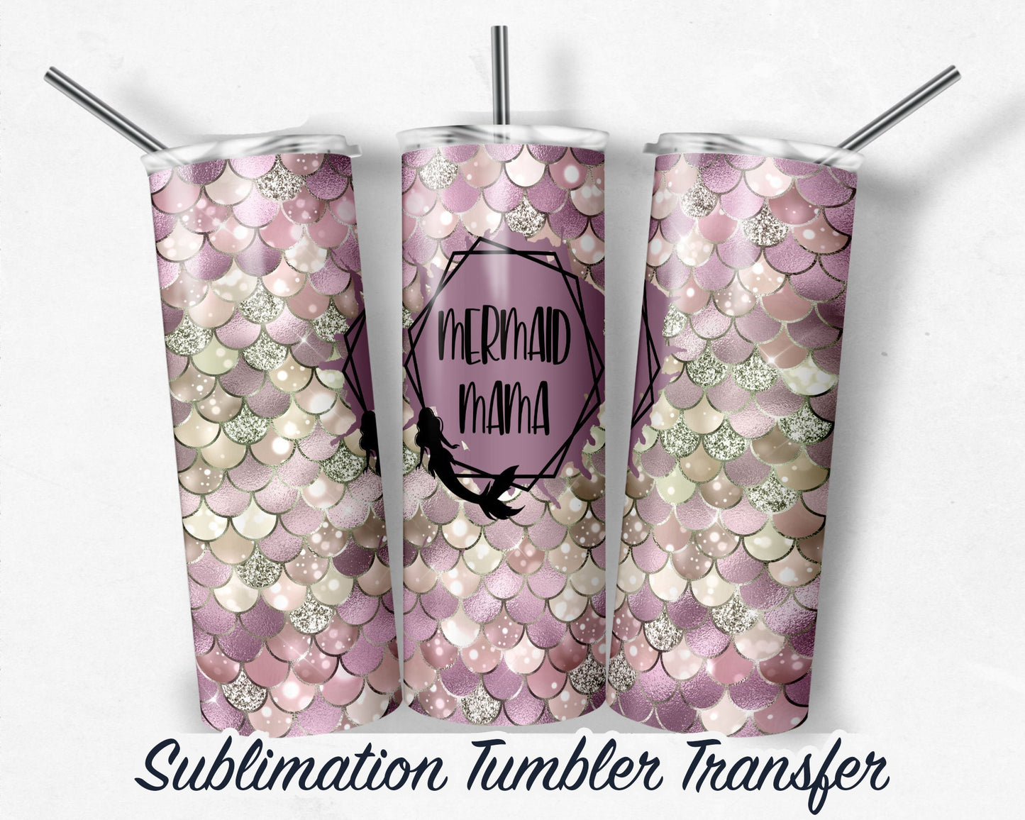Mermaid Sublimation Transfer Print For 20 oz Tumblers - 30 oz Tumblers - Ready To press - Heat Transfers SHIPS NEXT DAY