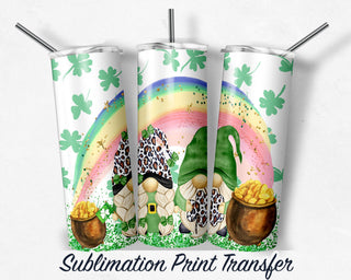 St. Patricks Gnomes Sublimation Transfer Print For 20 oz - 30 oz Skinny Tumbler - Ready To press - Heat Transfers