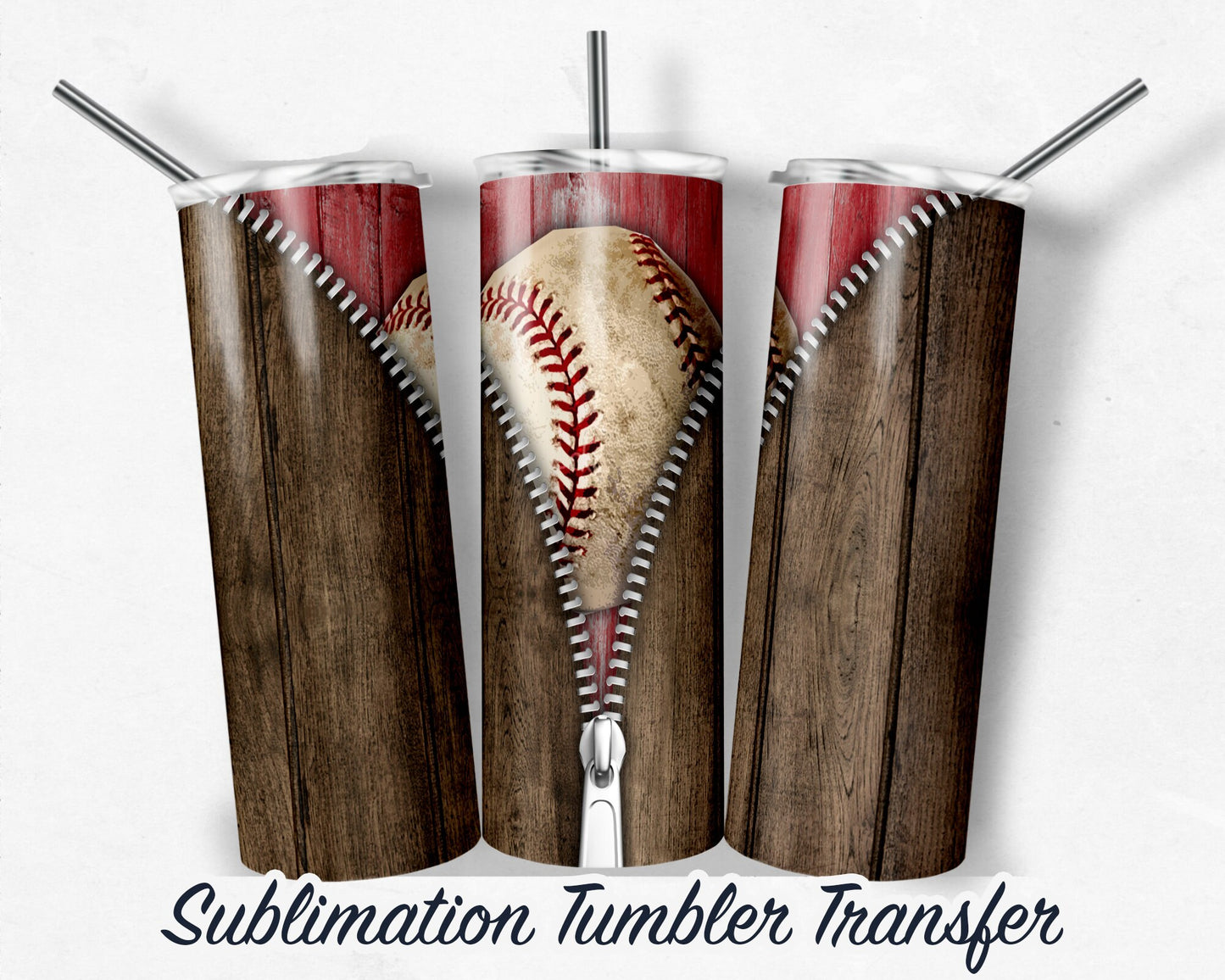 Baseball Sublimation Transfer Print For 20 oz Tumbler - 30 oz Skinny Tumbler - RTP - Heat Transfers