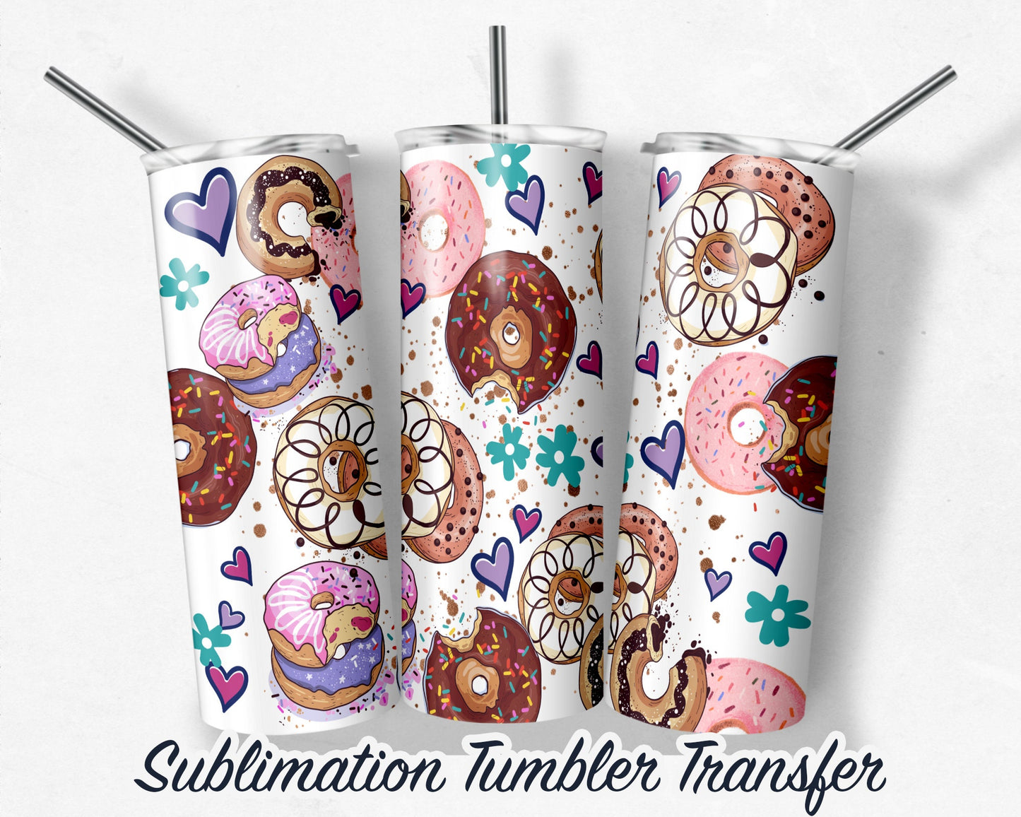 Donut - Sublimation Transfer Print For 20 oz Tumblers - 30 oz Tumblers - Ready To press - Heat Transfers