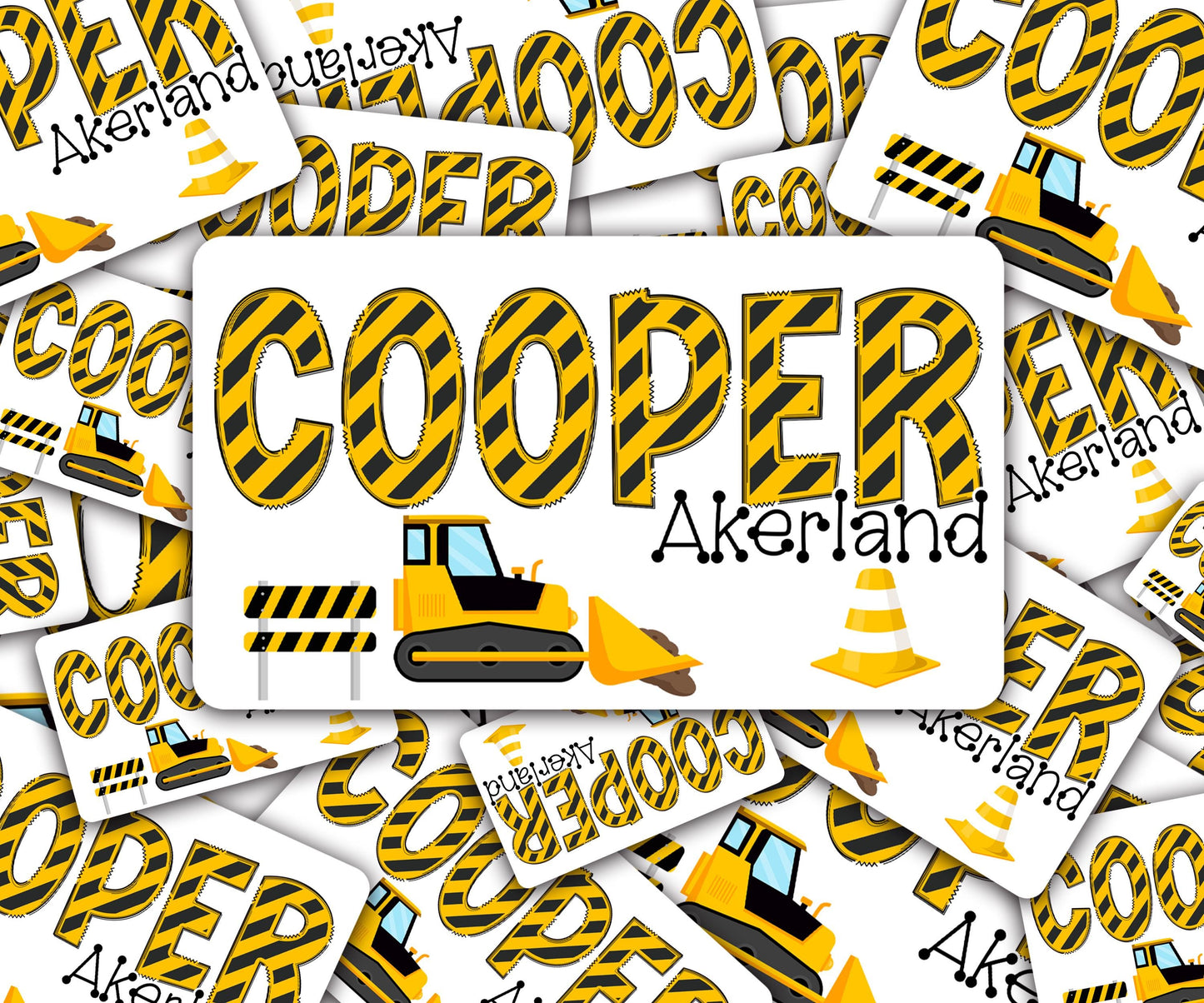 Custom Decal for Pencil Box Personalized with Name, 3.9 tall x 6.8 wide, Waterproof Decals for Students, Classroom Sticker, Construction