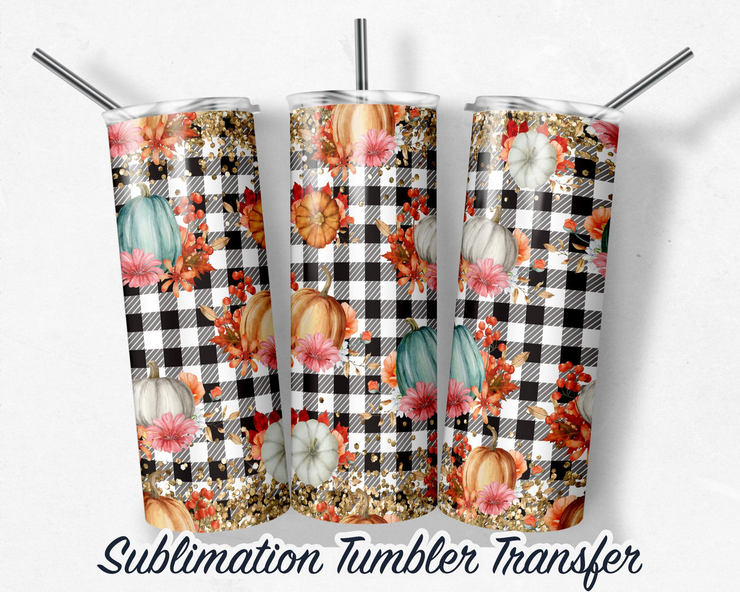 Fall Sublimation Transfer Print For 20 oz Tumblers - 30 oz Tumblers - Ready To press - Heat Transfers