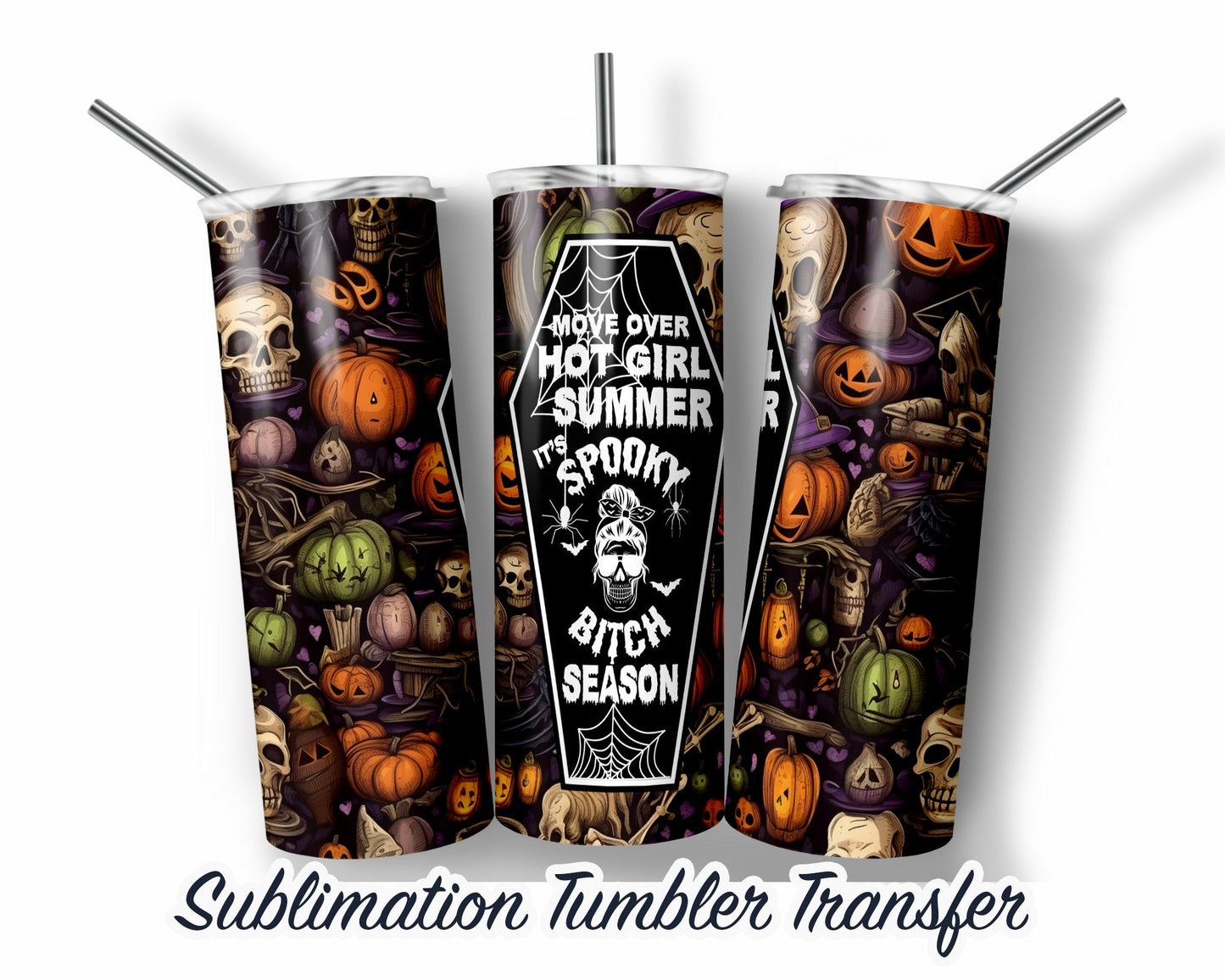 Halloween  Sublimation Transfer Print For 20 oz - 30 oz Skinny Tumbler - Ready To Press