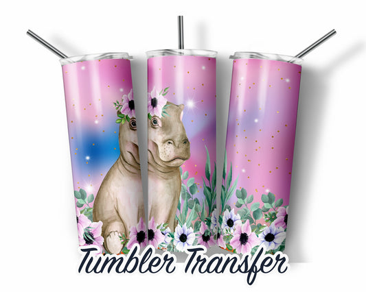 Hippo -  Sublimation Transfer 20 oz Tumblers - 30 oz Tumblers - Ready To press - Heat Transfers