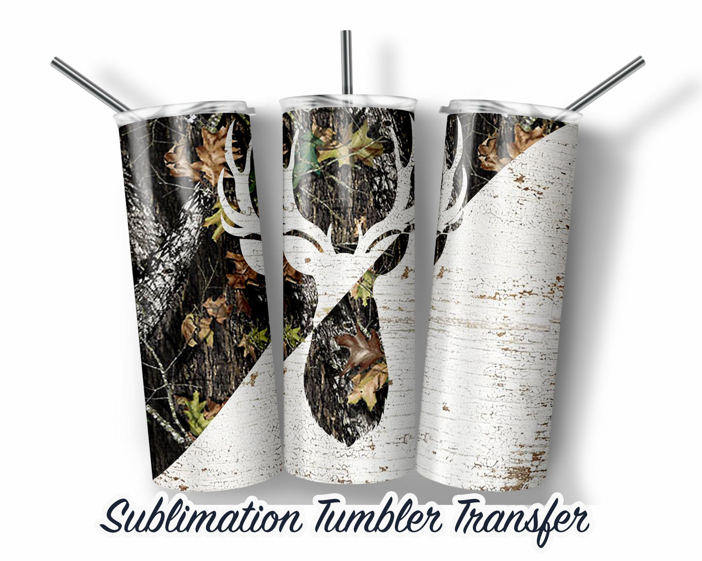 Deer Camo Sublimation Transfer Print For 20 oz Tumblers - 30 oz Tumblers - Ready To press - Heat Transfers