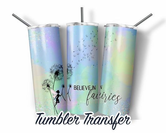Pastel Fairies  Sublimation Transfer Print 20 oz Skinny Tumbler - 30oz Skinny Tumbler - Ready To press Heat Transfers SHIPS NEXT DAY
