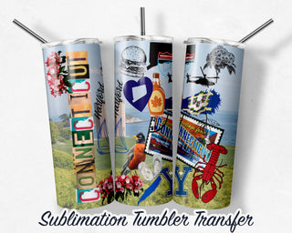 CONNECTICUT Sublimation Transfer Print For 20 oz Tumbler - 30 oz Skinny Tumbler - RTP - Heat Transfers