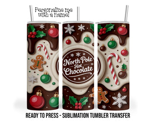 Hot Chocolate Christmas Cocoa Sublimation Tumbler Transfer Print 20oz Tumbler, Ready To press Heat Transfer SHIPS NEXT DAY