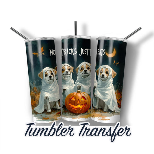 Halloween Ghost Dogs Sublimation Transfer Print For 20 oz Tumblers - 30 oz Tumblers - Ready To press - Heat Transfers SHIPS NEXT DAY
