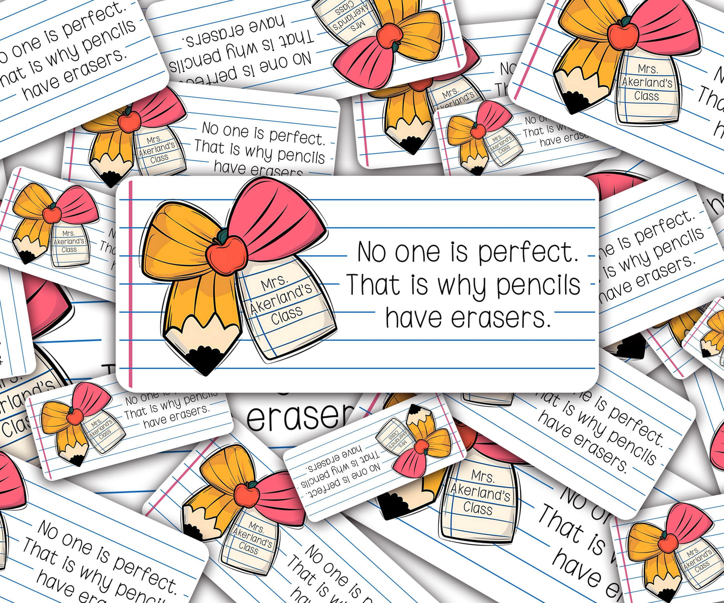 Pencil Dispenser Vinyl Decal Personalized with a name Waterproof Vinyl Decal for Teacher's Classroom Pencil Dispensers, Add your own quote!