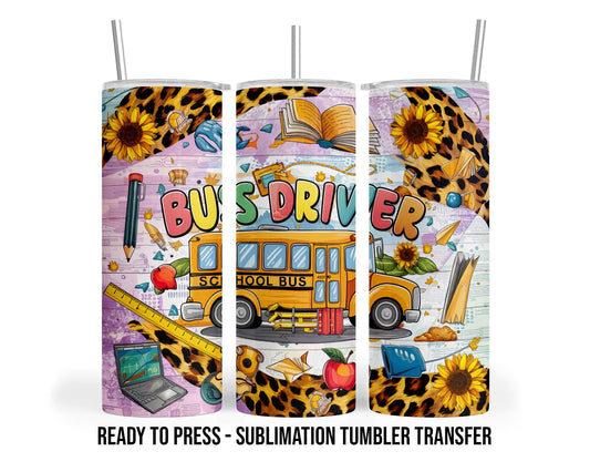 School Bus Driver  Sublimation Transfer Print 20 oz Skinny Tumbler - 30oz Skinny Tumbler - Ready To press