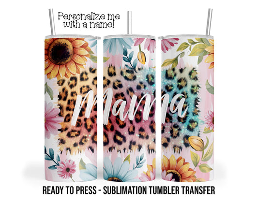 Leopard Mama Sunflower Sublimation Tumbler Transfer Print 20 oz Tumbler - 30 oz Tumbler Ready To press Heat Transfers SHIPS NEXT DAY