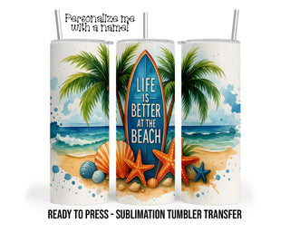 Beach Sublimation Tumbler Transfer Print For 20 oz Tumbler or 30 oz Tumbler - Ready to Press Heat Transfers SHIPS NEXT DAY