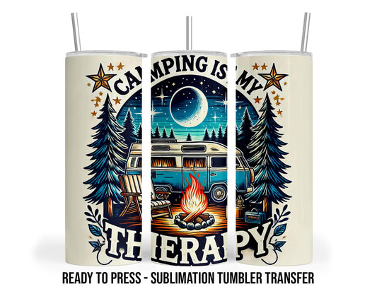 Camping Sublimation Transfer Print For 20 oz Tumbler - 30 oz Tumbler - Ready to press Heat Transfers SHIPS NEXT DAY
