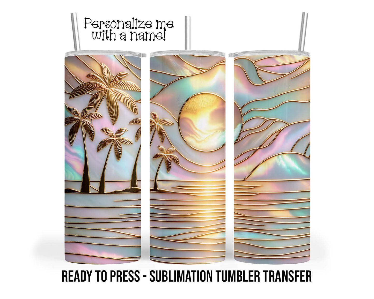 Summer, Sunset, Ocean Sublimation Tumbler Transfer Print 20 oz Tumbler - 30 oz Tumbler Ready To press Heat Transfers SHIPS NEXT DAY