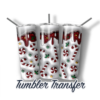 3d Puff Inflated Christmas Sublimation Transfer Print For 20 oz - 30 oz Tumbler - Ready To press - Heat Transfers Ships Next Day