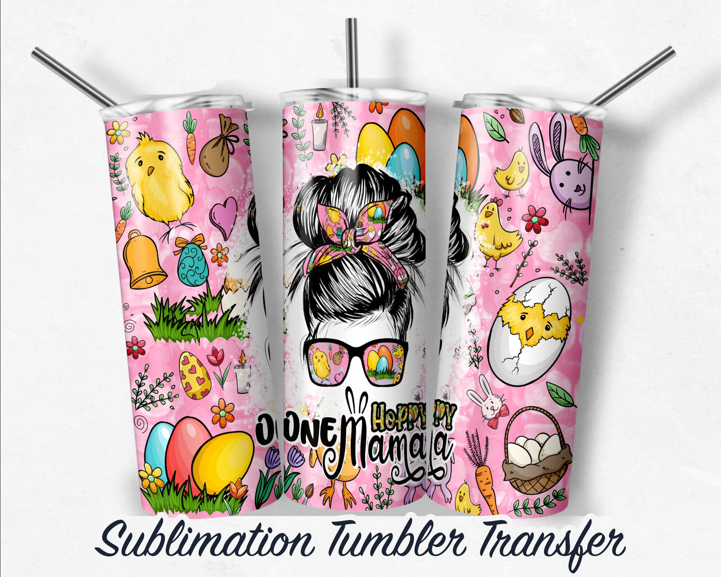 Easter Sublimation Transfer Print For 20 oz - 30 oz Skinny Tumbler - Ready To press - Heat Transfers