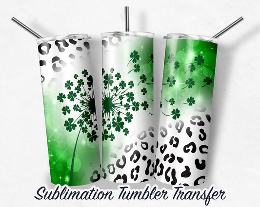 St. Patrick's Day Clover  Sublimation Transfer Print For 20 - 30 oz Tumblers - Ready to Press - Heat Transfers