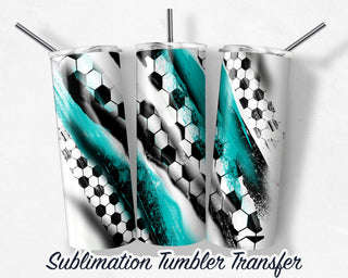 Teal Soccer Sublimation Transfer Print For 20 oz Tumblers - 30 oz Tumblers - Ready To press - Heat Transfers