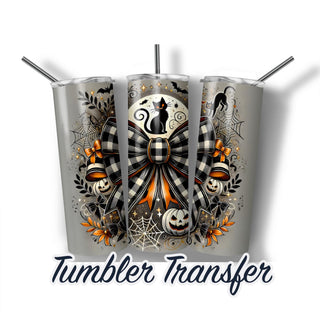 Black Cat Pumpkin Halloween Tumbler Sublimation Transfer | 20 oz & 30 oz