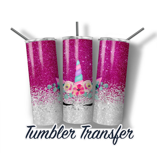 Pink Unicorn -  Sublimation Transfer Print For 20 oz Tumblers - 30 oz Tumblers - Ready To press - Heat Transfers