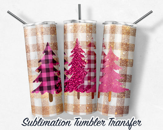 Merry Christmas Plaid  Sublimation Transfer Print For 20 oz - 30 oz Tumbler - Ready To press - Heat Transfers