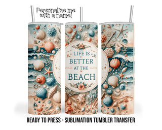 Beach Sublimation Tumbler Transfer Print For 20 oz Tumbler or 30 oz Tumbler - Ready to Press Heat Transfers SHIPS NEXT DAY