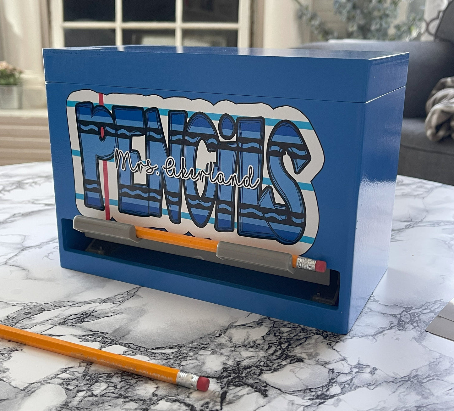 Custom Pencil Dispenser Vinyl Decal Personalized with a name