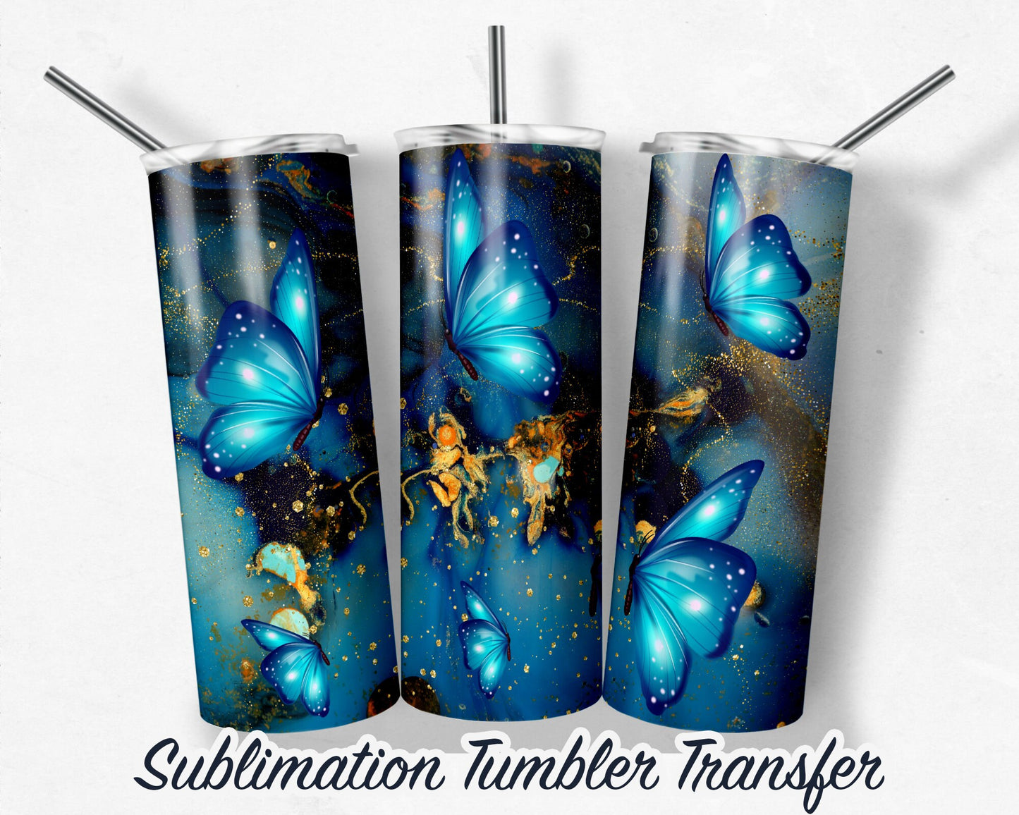 Butterflies - Sublimation Transfer Print For 20oz Tumbler - 30 oz Tumbler - Ready To Press