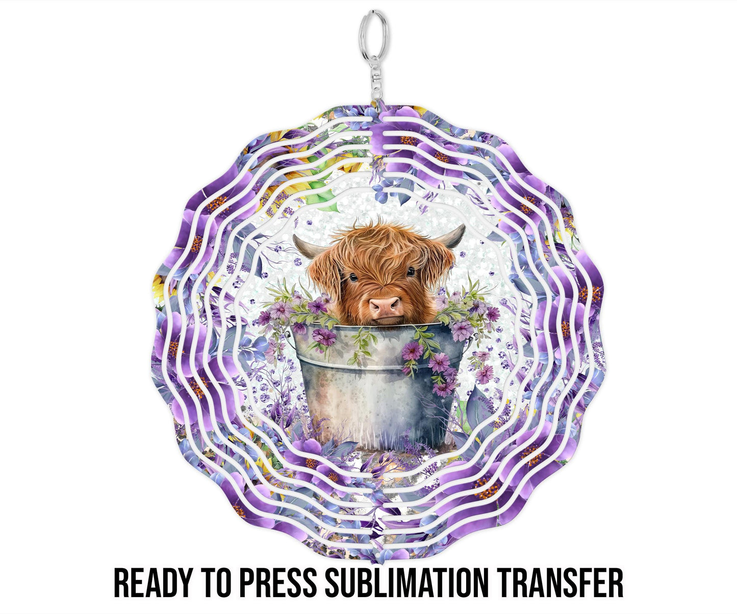 Highland Cow Wind Spinner Sublimation Ready To press Heat Transfer SHIPS NEXT DAY
