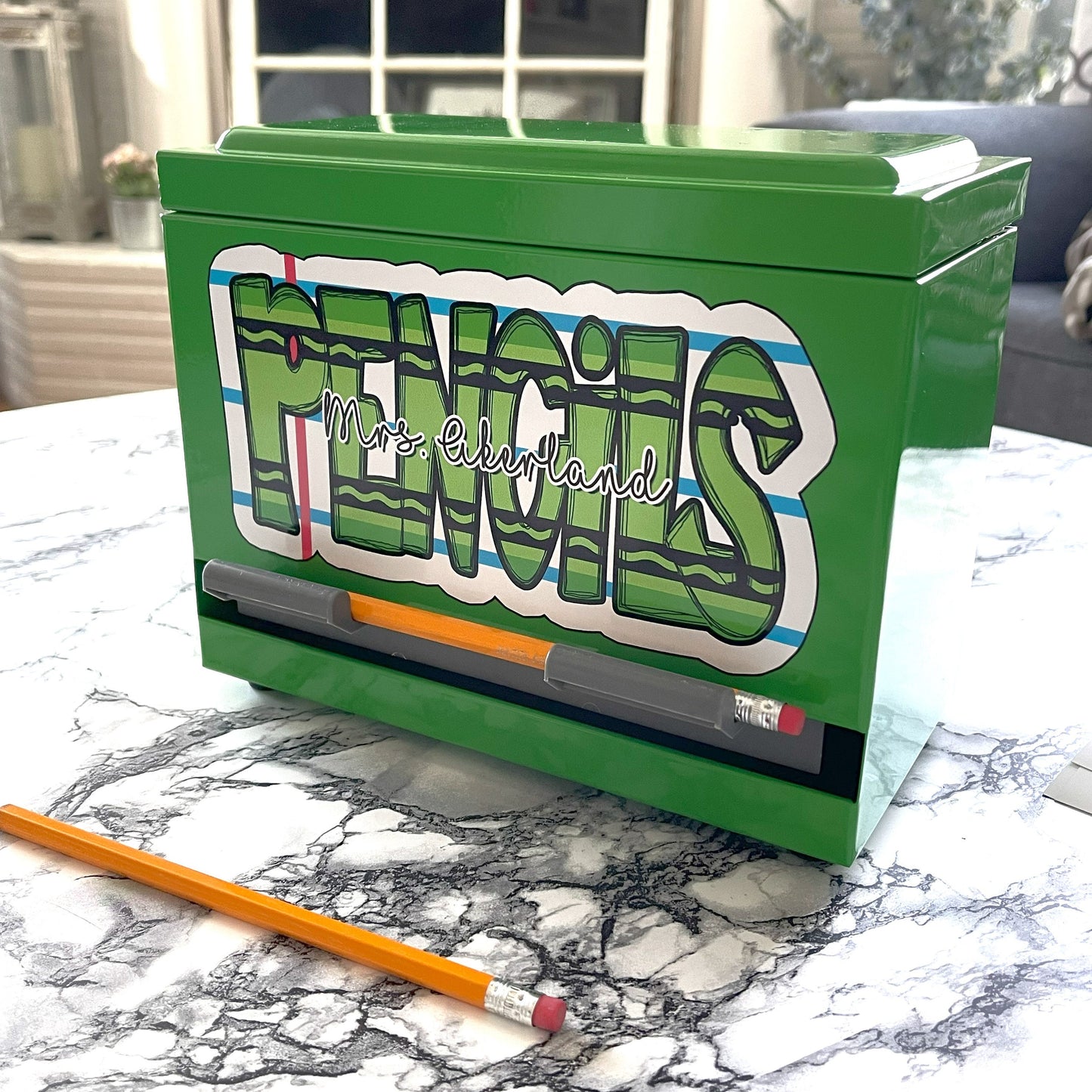 Custom Pencil Dispenser Vinyl Decal Personalized with a name