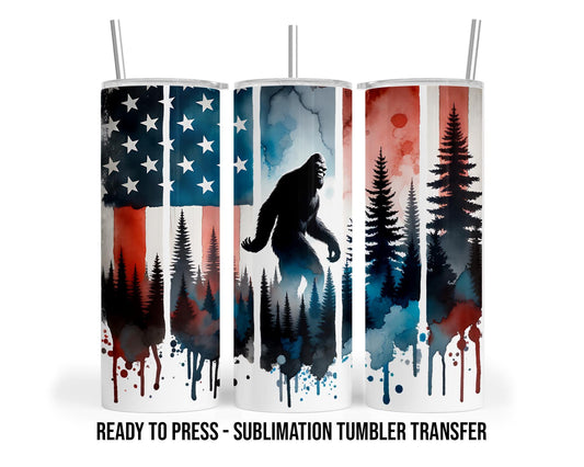 Sasquatch Sublimation Transfer Print For 20oz Tumblers- 30 oz Tumbler - Ready To press - Heat Transfers SHIPS NEXT DAY