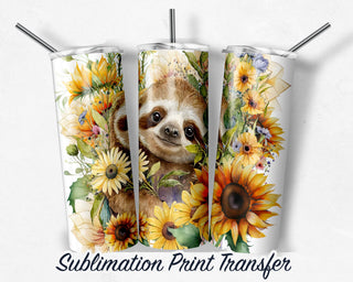 Sloth Sublimation Transfer Print For 20 oz Tumblers - 30 oz Tumblers - Ready To press - Heat Transfers