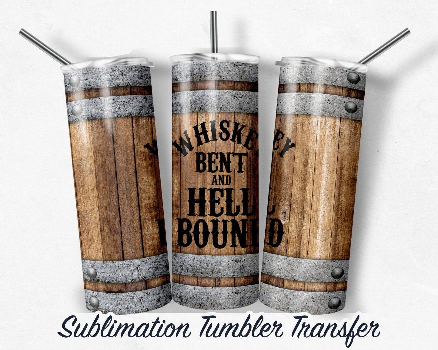 Whisky Barrel Sublimation Transfer Print For 20 oz Tumbler - 30 oz Skinny Tumbler - Ready To press - Heat Transfers SHIPS NEXT DAY