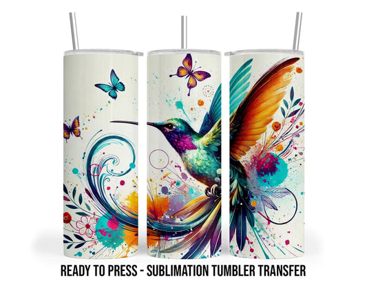 Hummingbirds Sublimation Transfer Print For 20 oz Tumbler - 30 oz Skinny Tumbler - Ready to Press - Heat Transfers SHIPS NEXT DAY