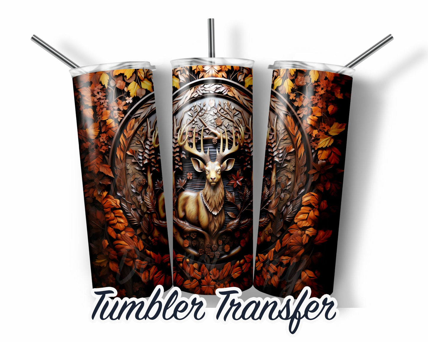 Deer Leather Style Sublimation Transfer Print For 20 oz Tumblers - 30 oz Tumblers - Ready To press - Heat Transfers