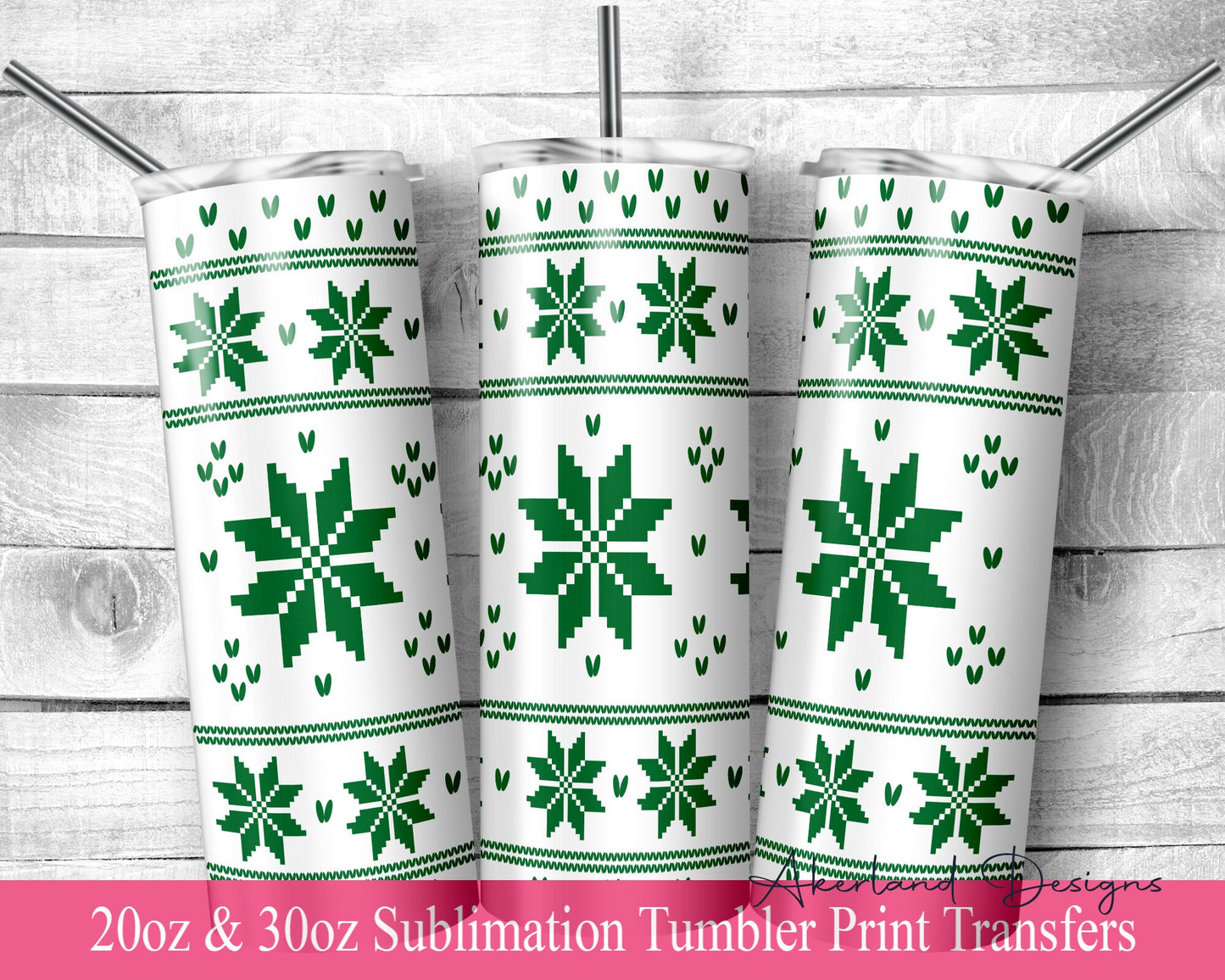 Knitted Christmas  Sublimation Transfer Print For 20 oz - 30 oz Tumbler - Ready To press - Heat Transfers