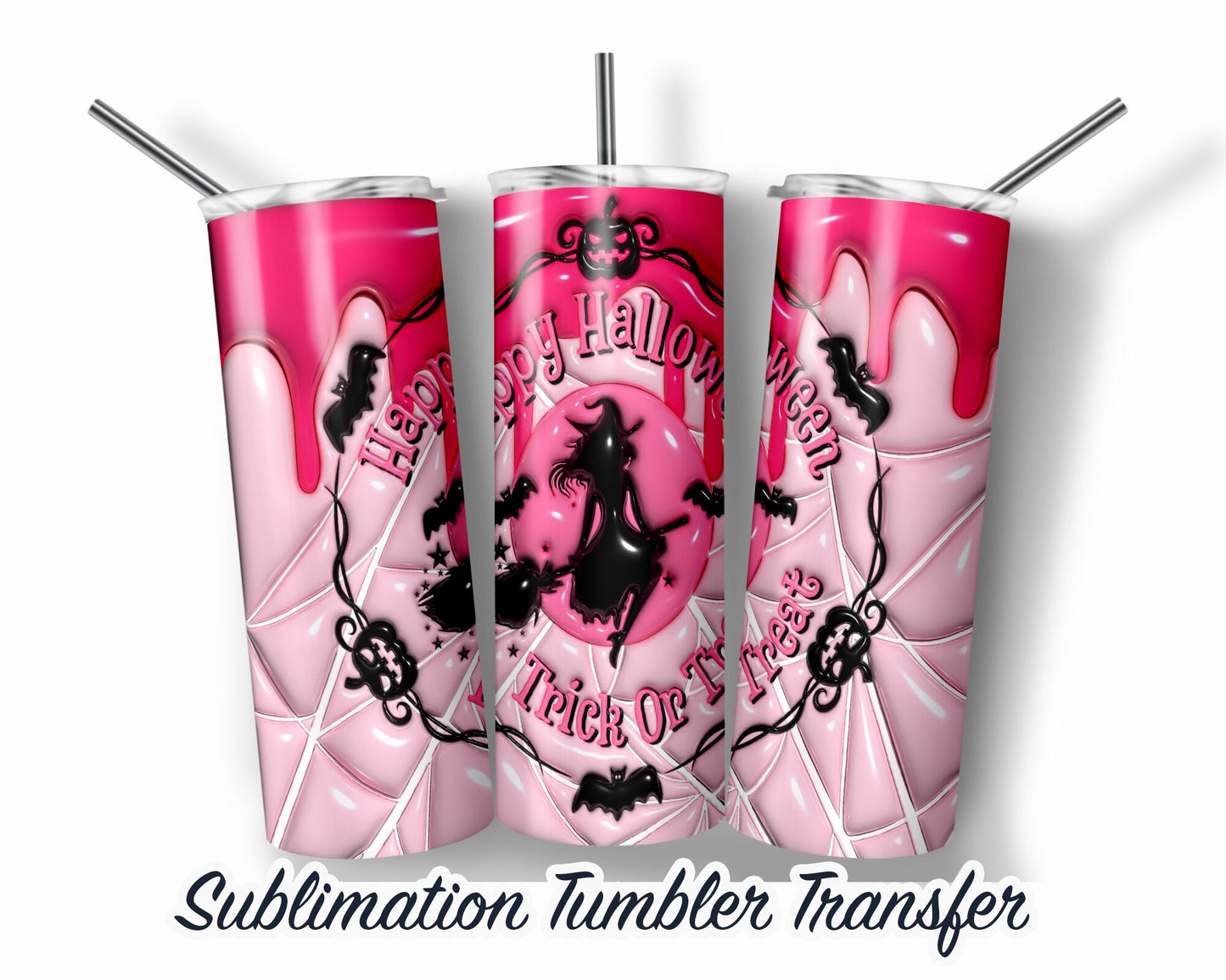 Witch Halloween - Sublimation Transfer Print For 20 oz - 30 oz Skinny Tumbler - Ready To Press