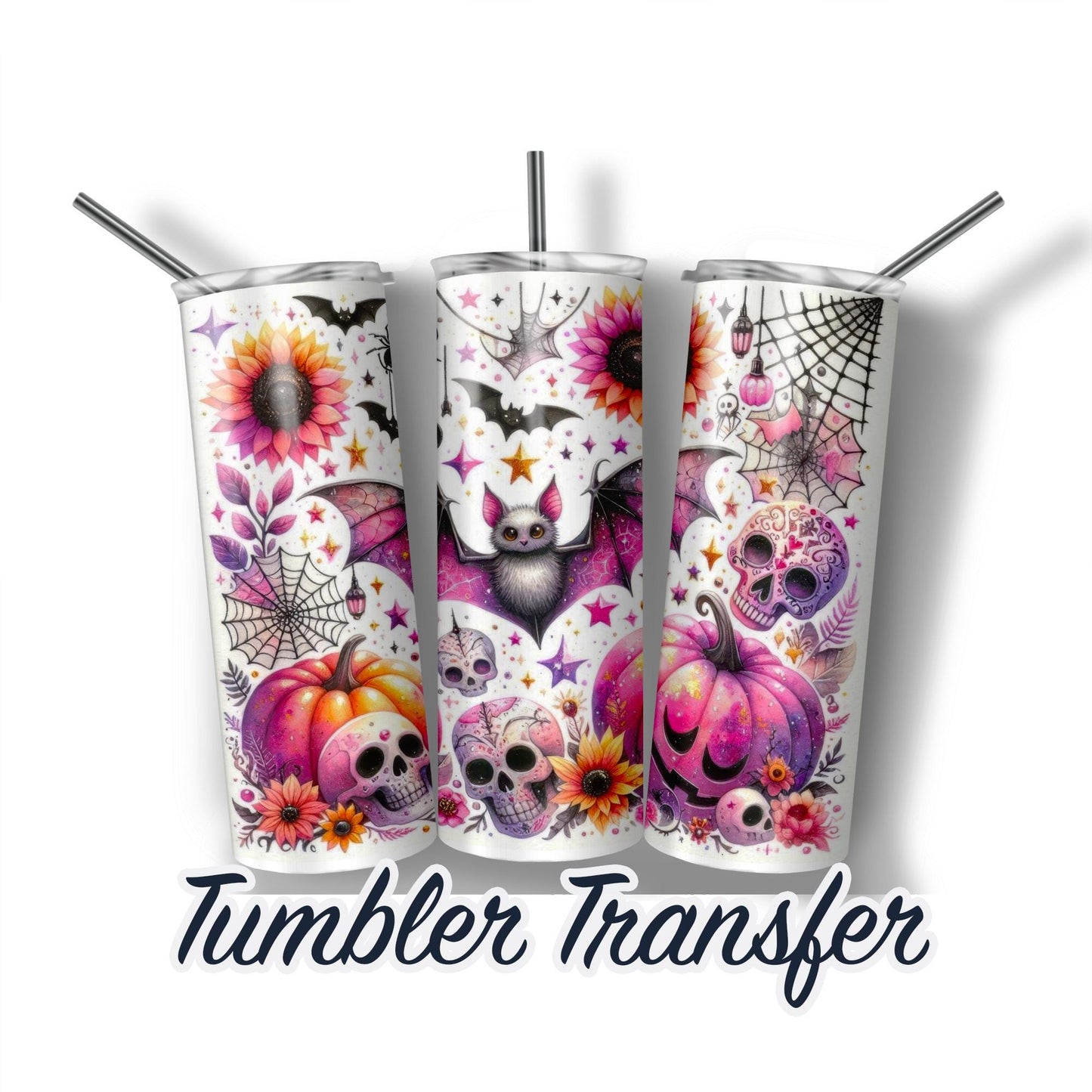 Halloween Bats  Sublimation Transfer Print For 20 oz Tumblers - 30 oz Tumblers - Ready To press Transfers - Ships Next Day