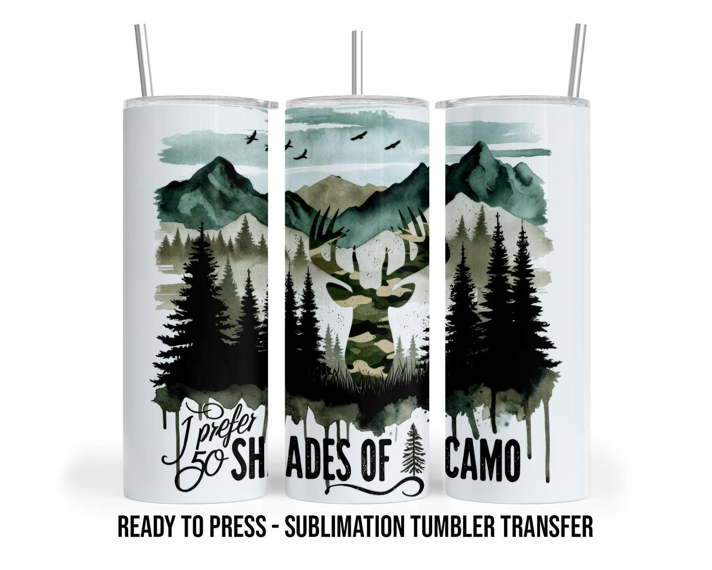 Camping Sublimation Transfer Print For 20 oz Tumbler - 30 oz Tumbler - Ready to press Heat Transfers SHIPS NEXT DAY