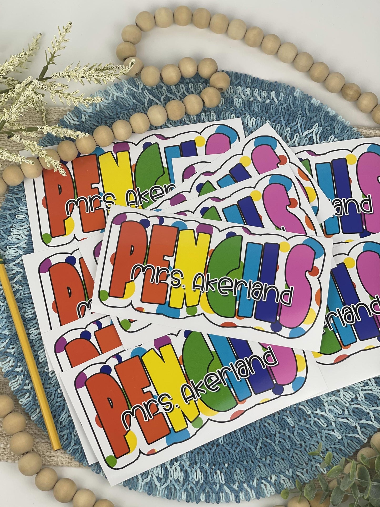 Custom Pencil Dispenser Vinyl Decal Personalized with a name, Rainbow Theme Classroom Decor, Teacher Stickers, Teacher Appreciation