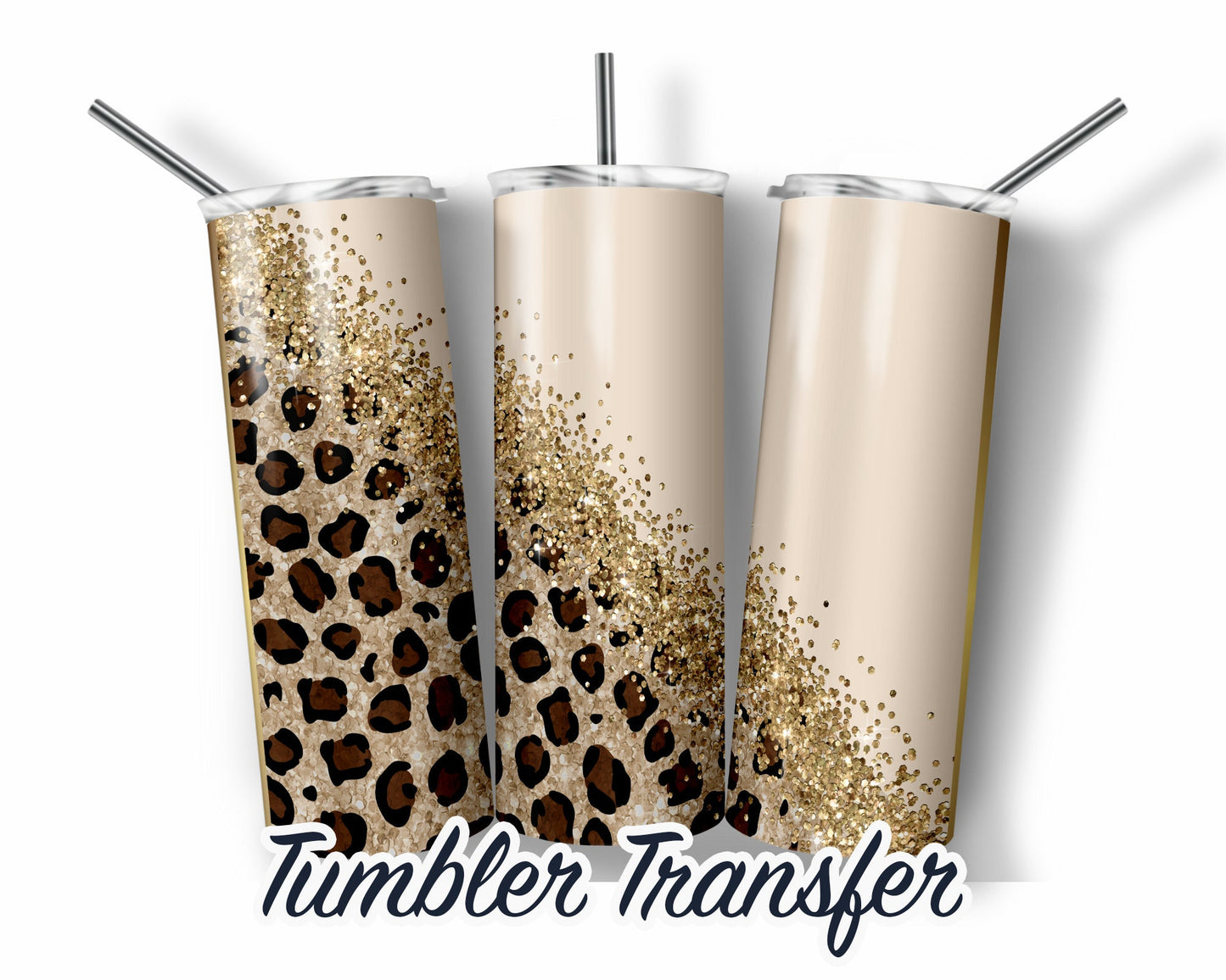 Leopard  Sublimation Transfer Print For 20 oz Tumbler - 30 oz Skinny Tumbler - Ready To press - Heat Transfers