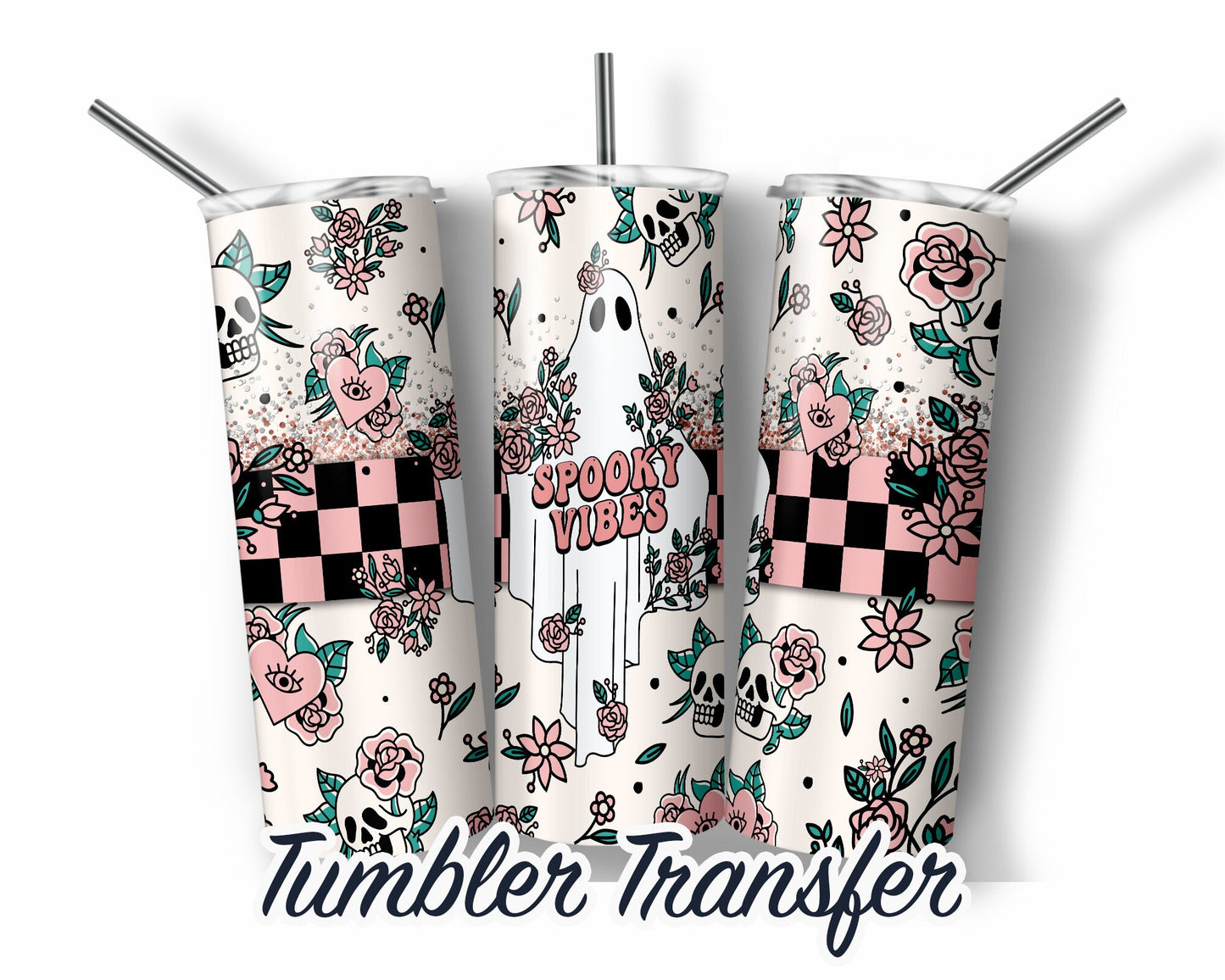 Halloween  Sublimation Transfer Print For 20 oz Skinny Tumbler - 30 oz Skinny Tumbler - Ready To press - Heat Transfers