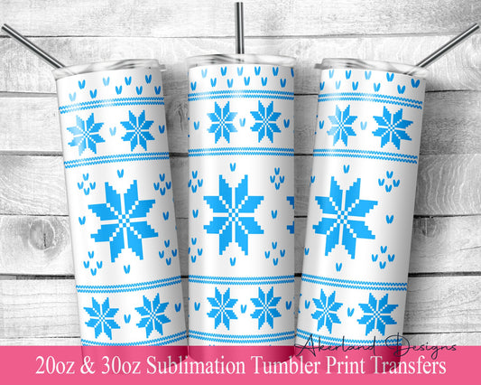 Knitted Christmas  Sublimation Transfer Print For 20 oz - 30 oz Tumbler - Ready To press - Heat Transfers