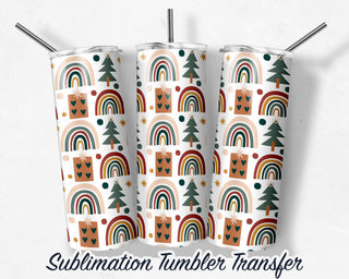 Boho Christmas Tumbler Sublimation Transfer Print For 20 oz Tumbler - 30 oz Tumbler - Ready to Press - Heat Transfer