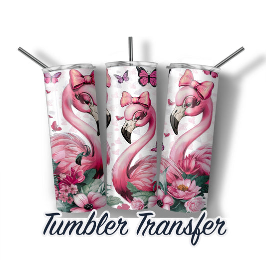 Flamingo Ready to Press Sublimation Transfer Print 20 oz - 30 oz Tumbler  Ships Next Day