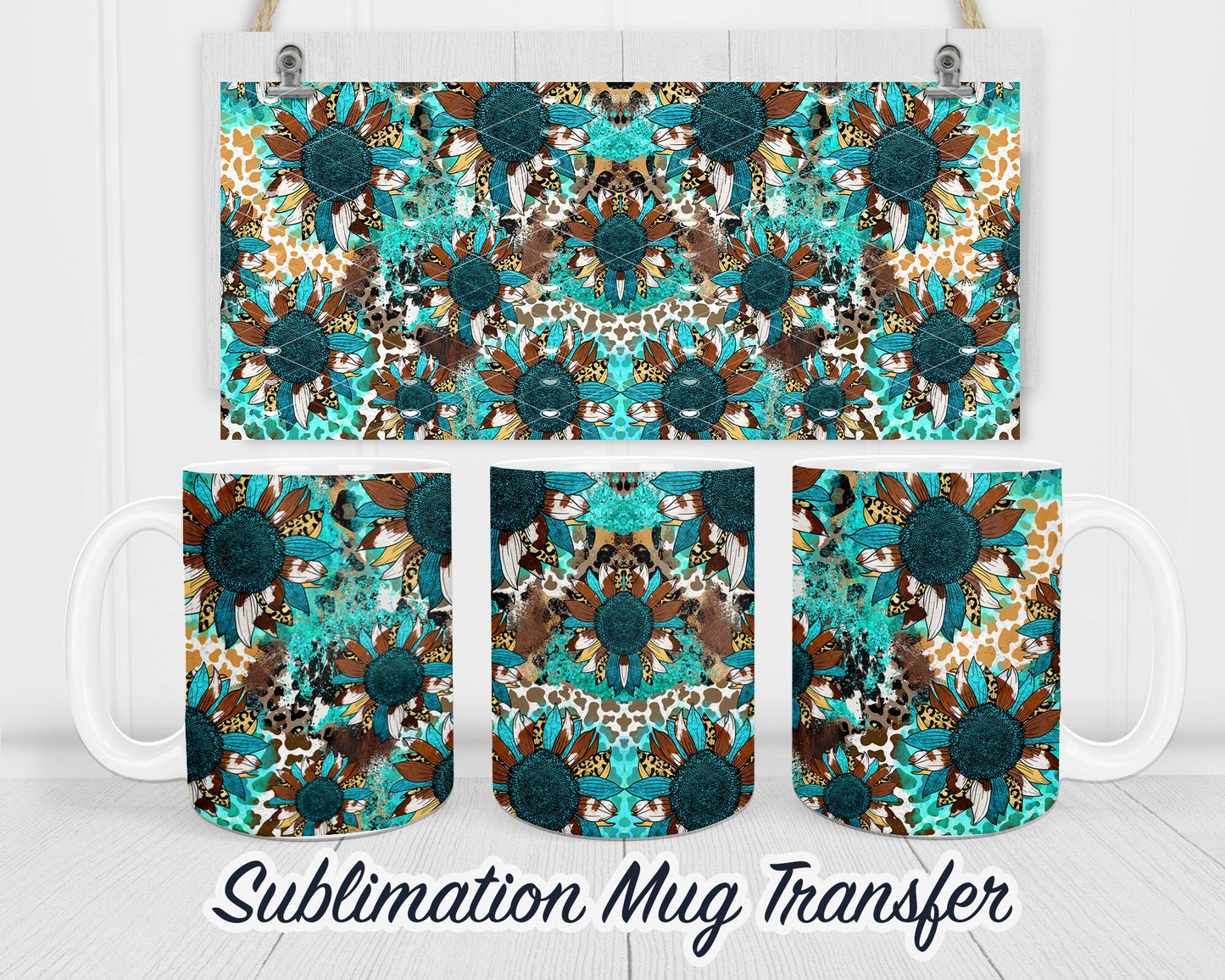 Southwestern Sunflower - Sublimation Transfer Print For 11 oz - 15 oz Mugs - Ready To press - Heat Transfer